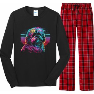 Colorful Splash Shih Tzu Art Animal Breeder Dog Trainer  Long Sleeve Pajama Set