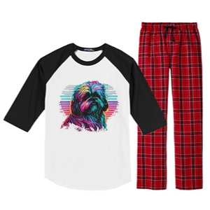 Colorful Splash Shih Tzu Art Animal Breeder Dog Trainer  Raglan Sleeve Pajama Set