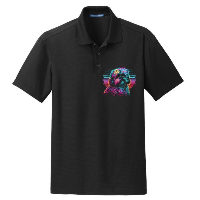 Colorful Splash Shih Tzu Art Animal Breeder Dog Trainer  Dry Zone Grid Polo