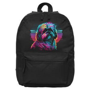 Colorful Splash Shih Tzu Art Animal Breeder Dog Trainer  16 in Basic Backpack