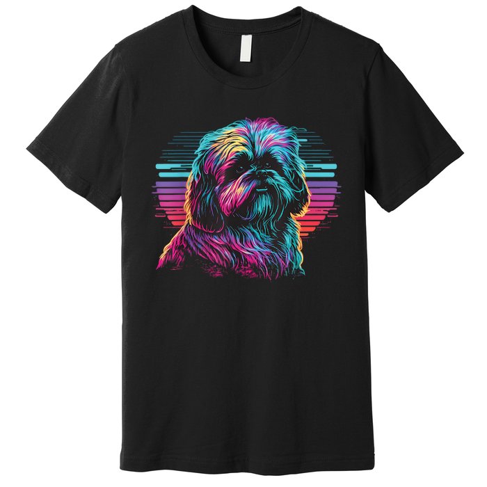 Colorful Splash Shih Tzu Art Animal Breeder Dog Trainer  Premium T-Shirt