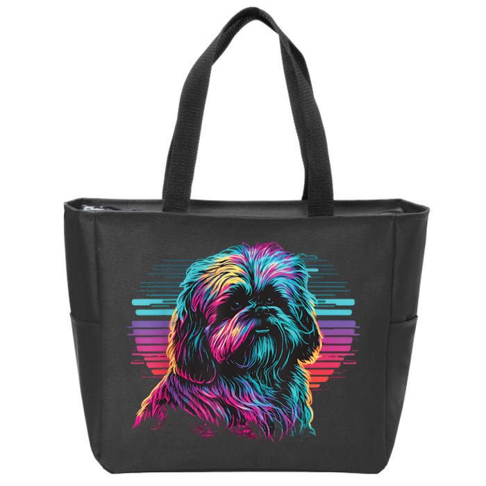 Colorful Splash Shih Tzu Art Animal Breeder Dog Trainer  Zip Tote Bag