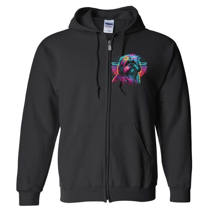 Colorful Splash Shih Tzu Art Animal Breeder Dog Trainer  Full Zip Hoodie