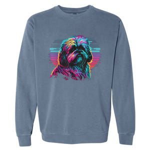 Colorful Splash Shih Tzu Art Animal Breeder Dog Trainer  Garment-Dyed Sweatshirt