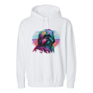 Colorful Splash Shih Tzu Art Animal Breeder Dog Trainer  Garment-Dyed Fleece Hoodie