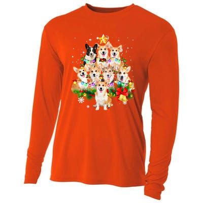 Corgi Dog Pembroke Welsh Corgi Christmas Dog Tree Lights Pajamas Cooling Performance Long Sleeve Crew