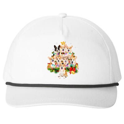 Corgi Dog Pembroke Welsh Corgi Christmas Dog Tree Lights Pajamas Snapback Five-Panel Rope Hat