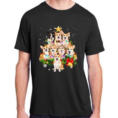 Corgi Dog Pembroke Welsh Corgi Christmas Dog Tree Lights Pajamas Adult ChromaSoft Performance T-Shirt