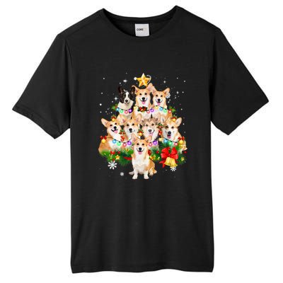 Corgi Dog Pembroke Welsh Corgi Christmas Dog Tree Lights Pajamas Tall Fusion ChromaSoft Performance T-Shirt