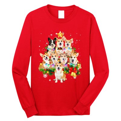 Corgi Dog Pembroke Welsh Corgi Christmas Dog Tree Lights Pajamas Long Sleeve Shirt