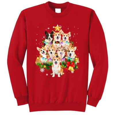 Corgi Dog Pembroke Welsh Corgi Christmas Dog Tree Lights Pajamas Sweatshirt