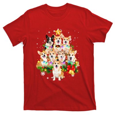 Corgi Dog Pembroke Welsh Corgi Christmas Dog Tree Lights Pajamas T-Shirt