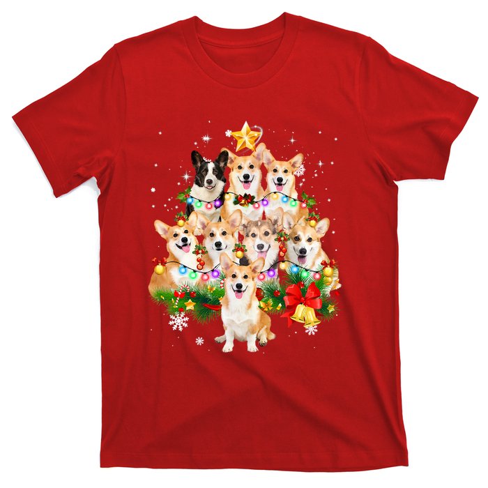 Corgi Dog Pembroke Welsh Corgi Christmas Dog Tree Lights Pajamas T-Shirt