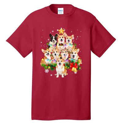 Corgi Dog Pembroke Welsh Corgi Christmas Dog Tree Lights Pajamas Tall T-Shirt