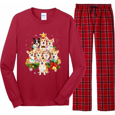 Corgi Dog Pembroke Welsh Corgi Christmas Dog Tree Lights Pajamas Long Sleeve Pajama Set