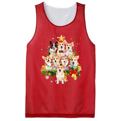 Corgi Dog Pembroke Welsh Corgi Christmas Dog Tree Lights Pajamas Mesh Reversible Basketball Jersey Tank