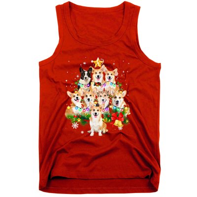 Corgi Dog Pembroke Welsh Corgi Christmas Dog Tree Lights Pajamas Tank Top