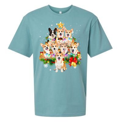 Corgi Dog Pembroke Welsh Corgi Christmas Dog Tree Lights Pajamas Sueded Cloud Jersey T-Shirt