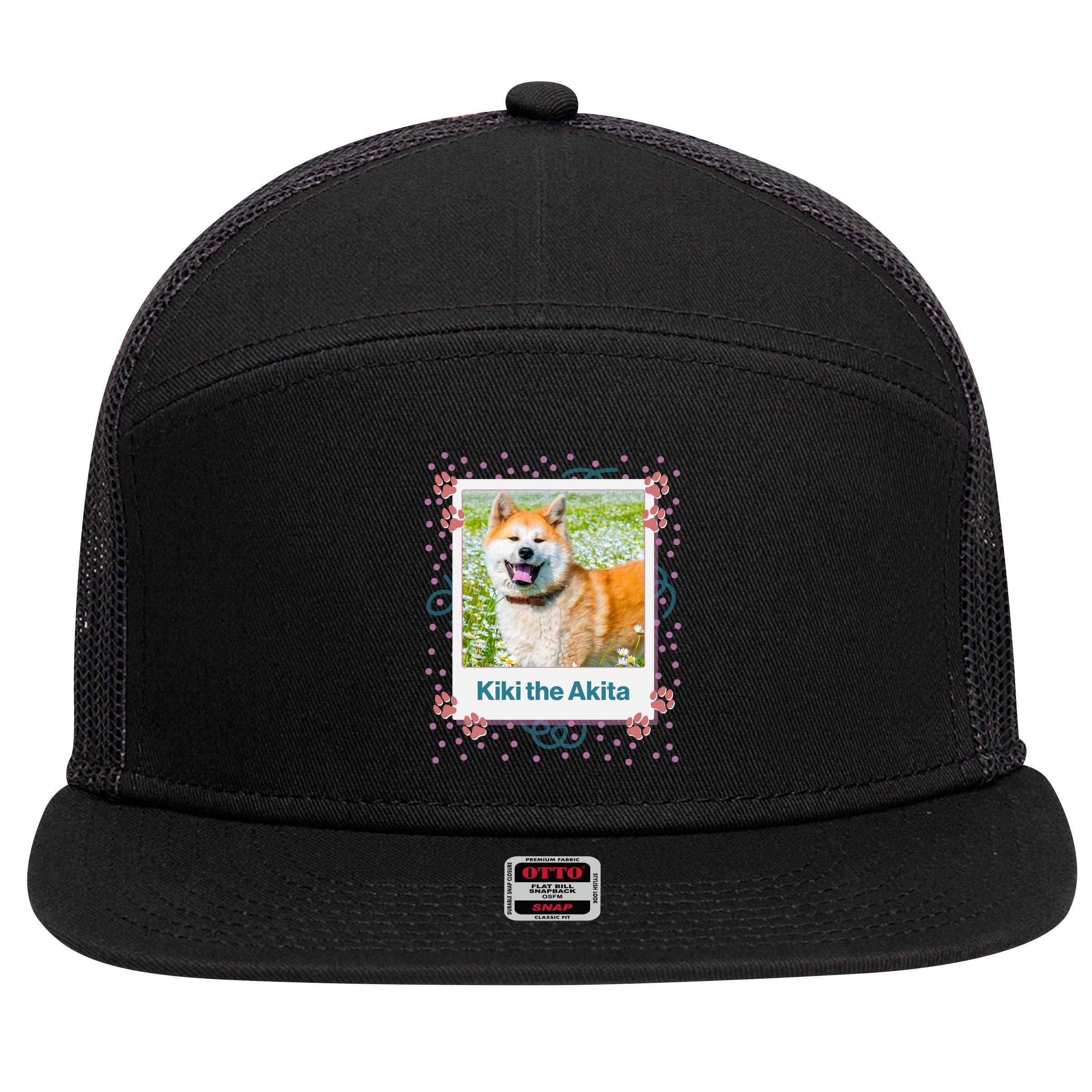 Custom Dog Pet Personalized Picture 7 Panel Mesh Trucker Snapback Hat