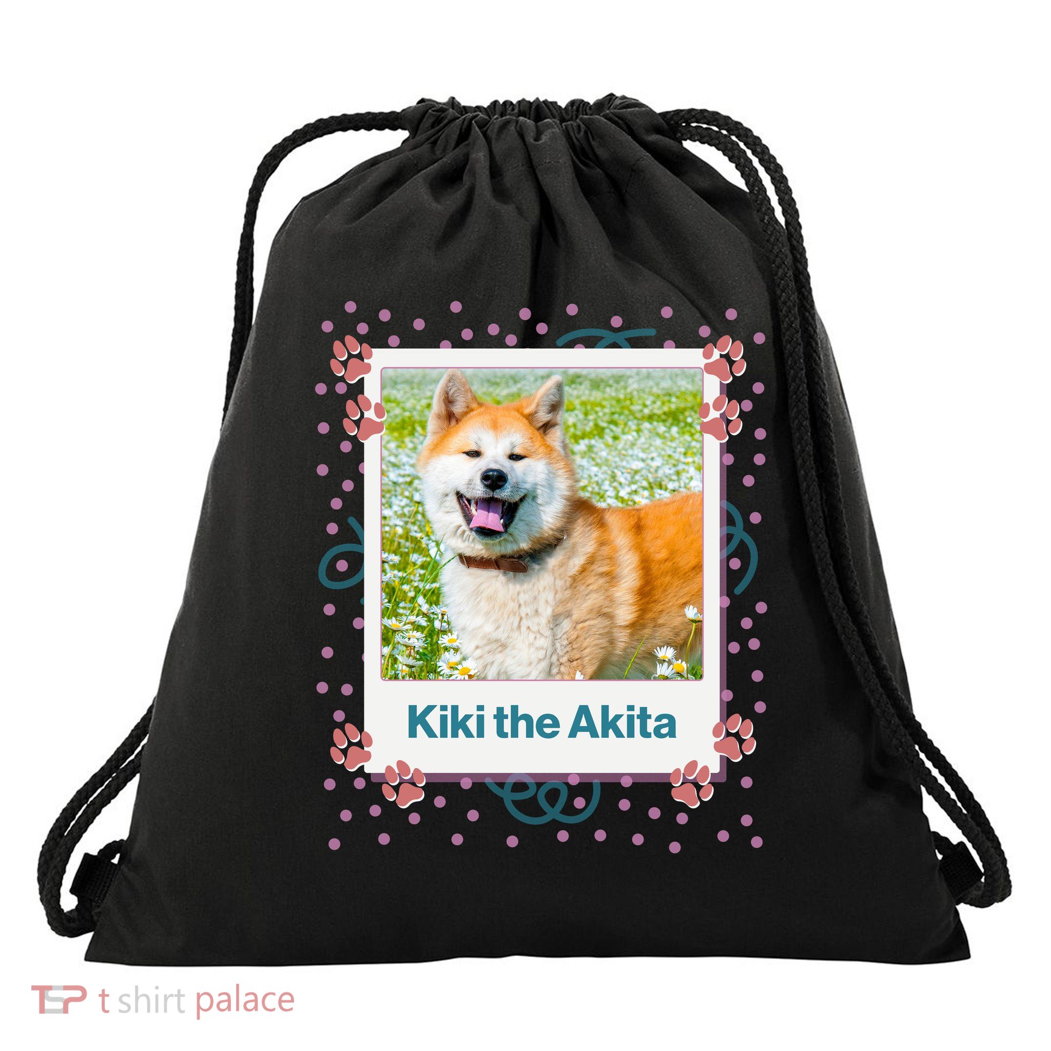 Custom Dog Pet Personalized Picture Drawstring Bag