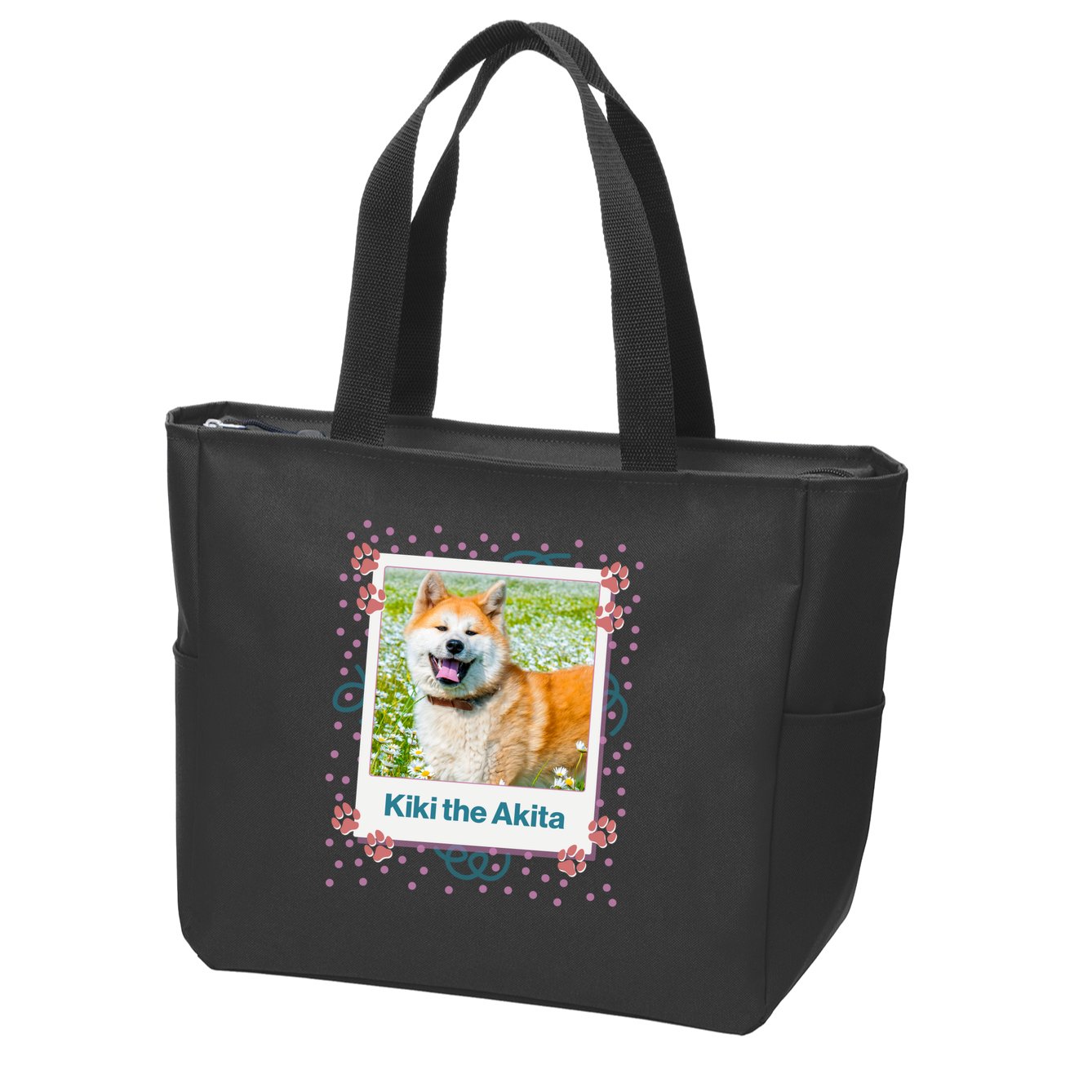 Custom Dog Pet Personalized Picture Zip Tote Bag