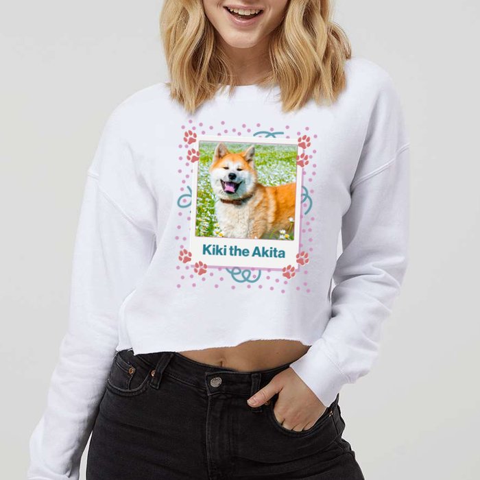Custom Dog Pet Personalized Picture Cropped Pullover Crew