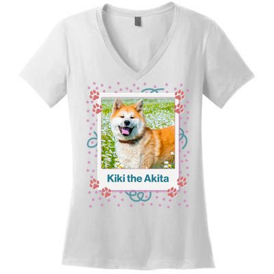 Custom Dog Pet Personalized Picture Women's V-Neck T-Shirt