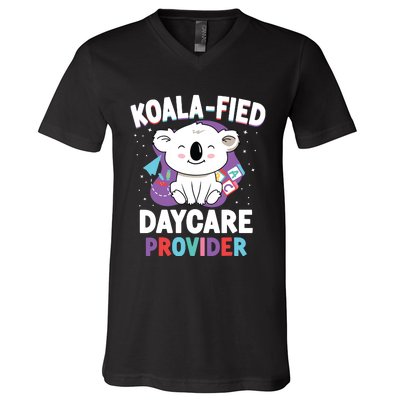 Childcare Daycare Provider Teacher Babysitter Koala V-Neck T-Shirt