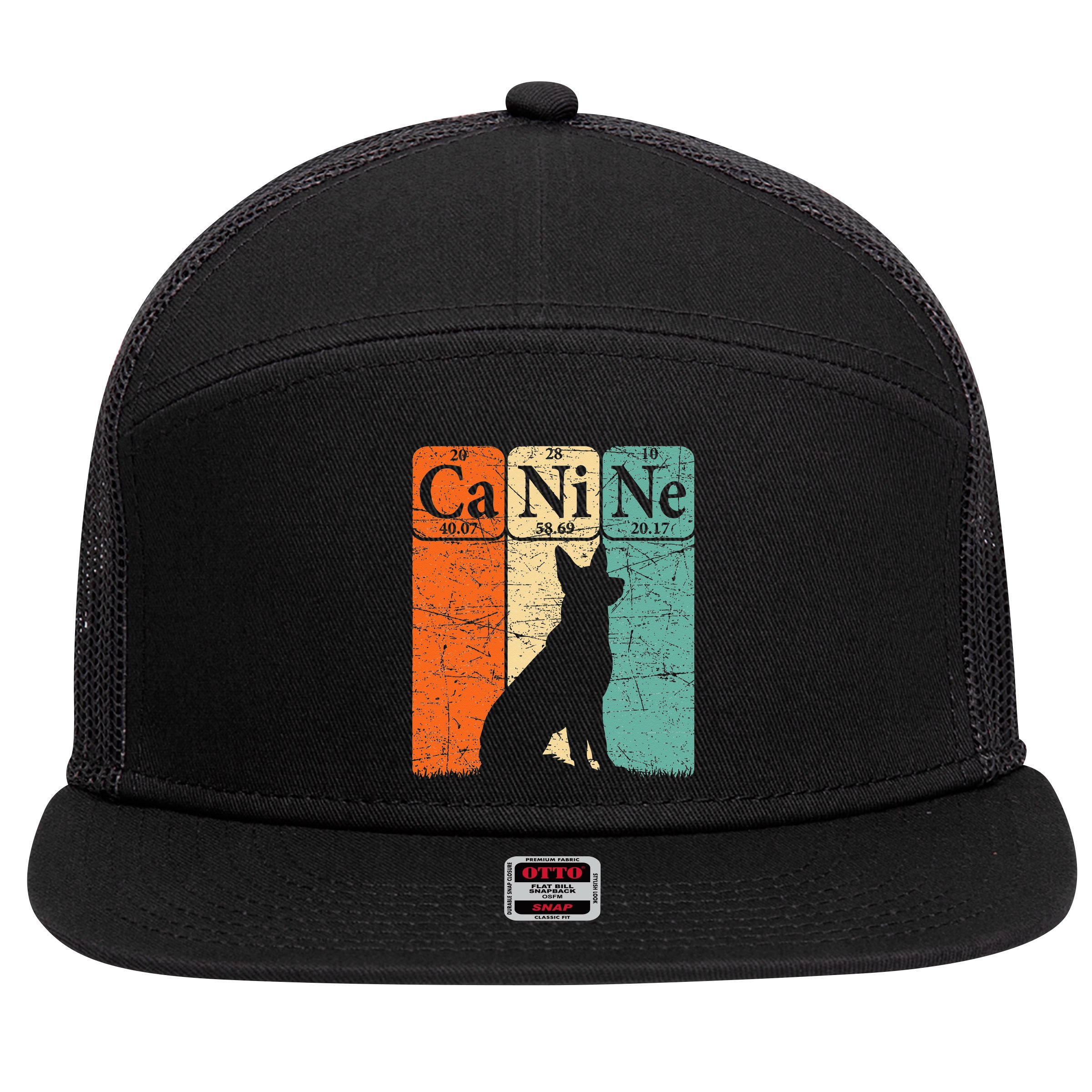 Canine Dog Periodic Table Elements Dog Lover Cynologist 7 Panel Mesh Trucker Snapback Hat