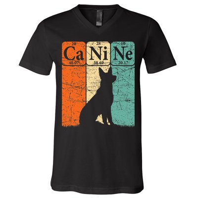 Canine Dog Periodic Table Elements Dog Lover Cynologist V-Neck T-Shirt