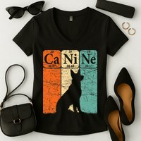 Canine Dog Periodic Table Elements Dog Lover Cynologist Women's V-Neck T-Shirt