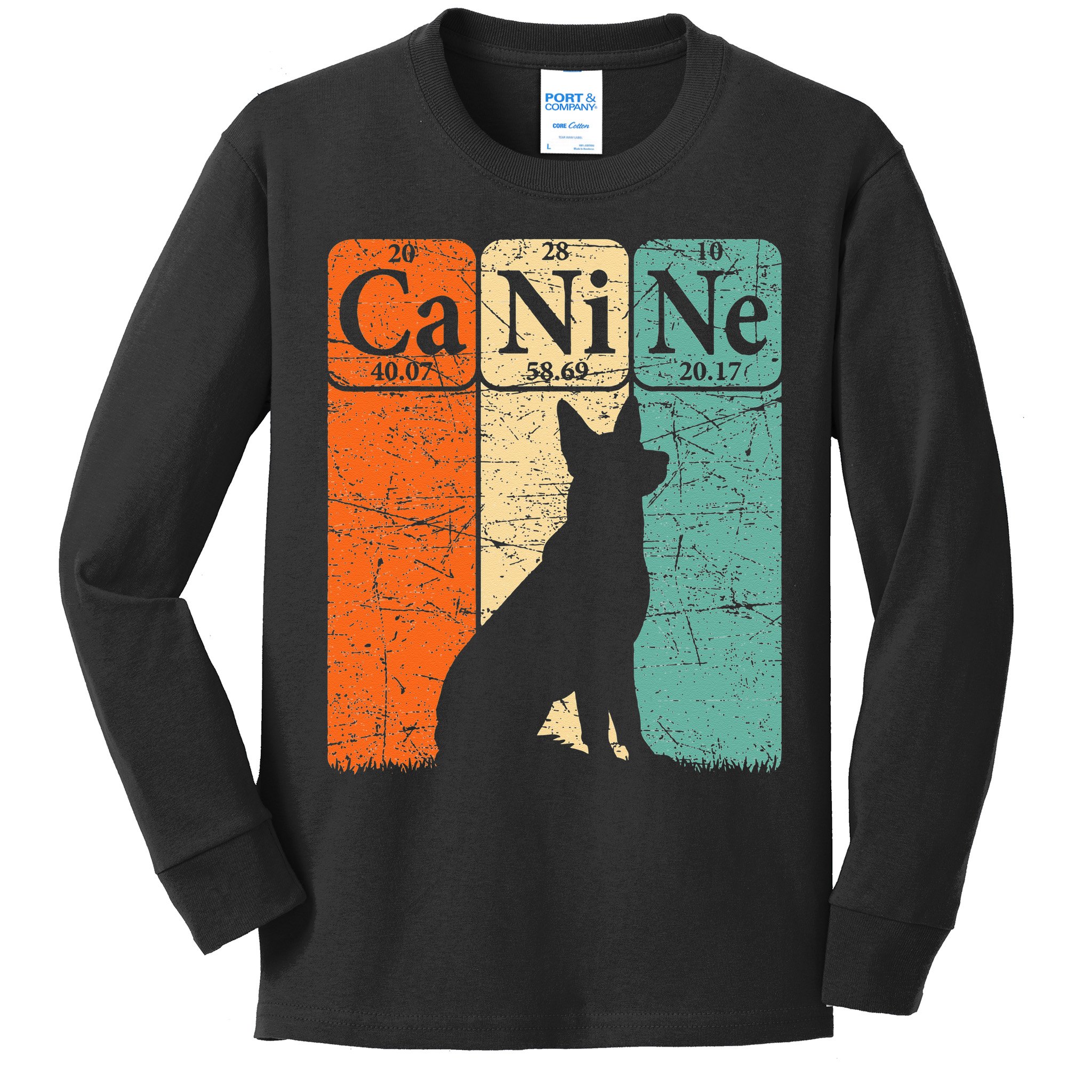 Canine Dog Periodic Table Elements Dog Lover Cynologist Kids Long Sleeve Shirt