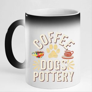 Coffee Dogs Pottery Ceramic Artist 11oz Black Color Changing Mug