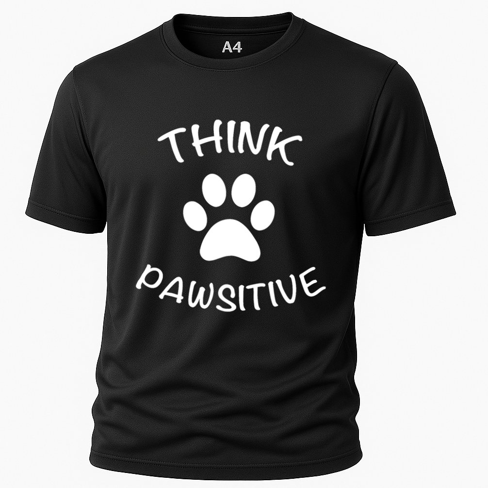 Cute Dog Pawprint Think Pawsitive Performance Shirt