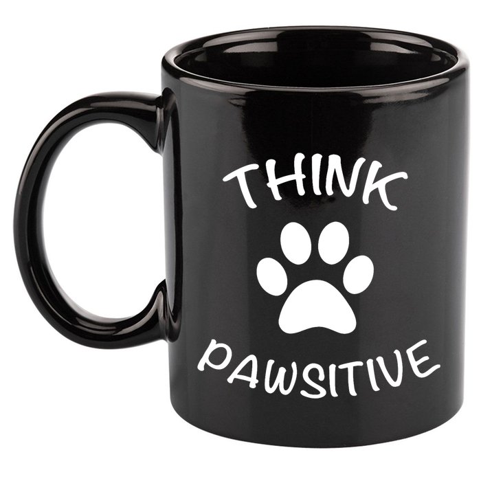 Cute Dog Pawprint Think Pawsitive 11oz C Handle Ceramic Mug