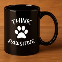 Cute Dog Pawprint Think Pawsitive 11oz C Handle Ceramic Mug