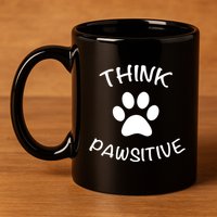 Cute Dog Pawprint Think Pawsitive 11oz C Handle Ceramic Mug