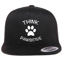 Cute Dog Pawprint Think Pawsitive Flat Bill Trucker Hat
