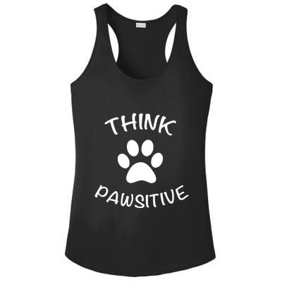 Cute Dog Pawprint Think Pawsitive Ladies PosiCharge Competitor Racerback Tank
