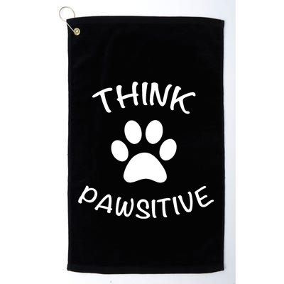 Cute Dog Pawprint Think Pawsitive Golf Towel