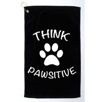 Cute Dog Pawprint Think Pawsitive Golf Towel