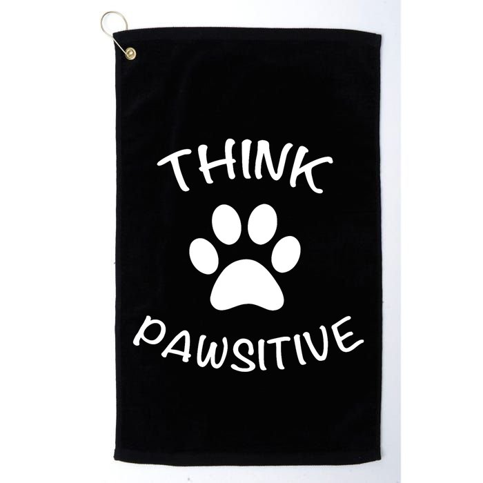 Cute Dog Pawprint Think Pawsitive Golf Towel