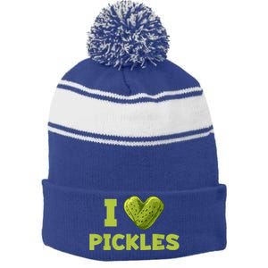 Cool Dill Pickle Cucumber Pickle Lover Gift Stripe Pom Pom Beanie