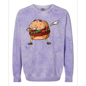 Cheeseburger Dab Pose Dabbing Dance National Burger Day Pun Meaningful Gift Colorblast Crewneck Sweatshirt