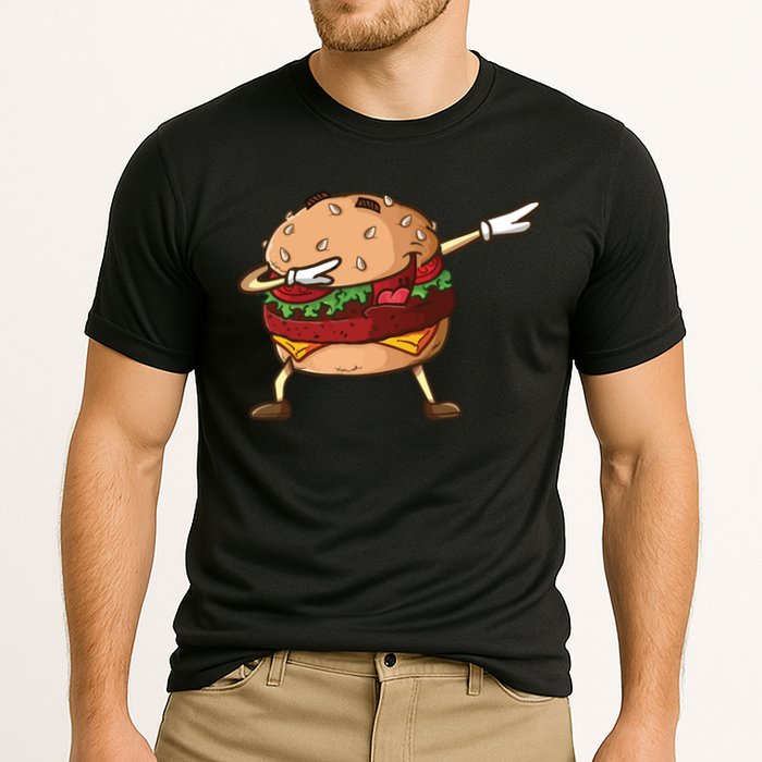 Cheeseburger Dab Pose Dabbing Dance National Burger Day Pun Meaningful Gift Cooling Performance Crew T-Shirt