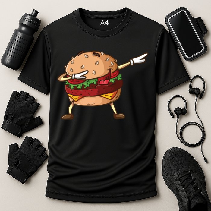 Cheeseburger Dab Pose Dabbing Dance National Burger Day Pun Meaningful Gift Cooling Performance Crew T-Shirt