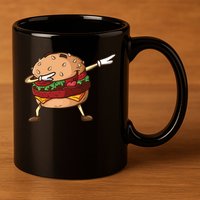 Cheeseburger Dab Pose Dabbing Dance National Burger Day Pun Meaningful Gift 11oz C Handle Ceramic Mug