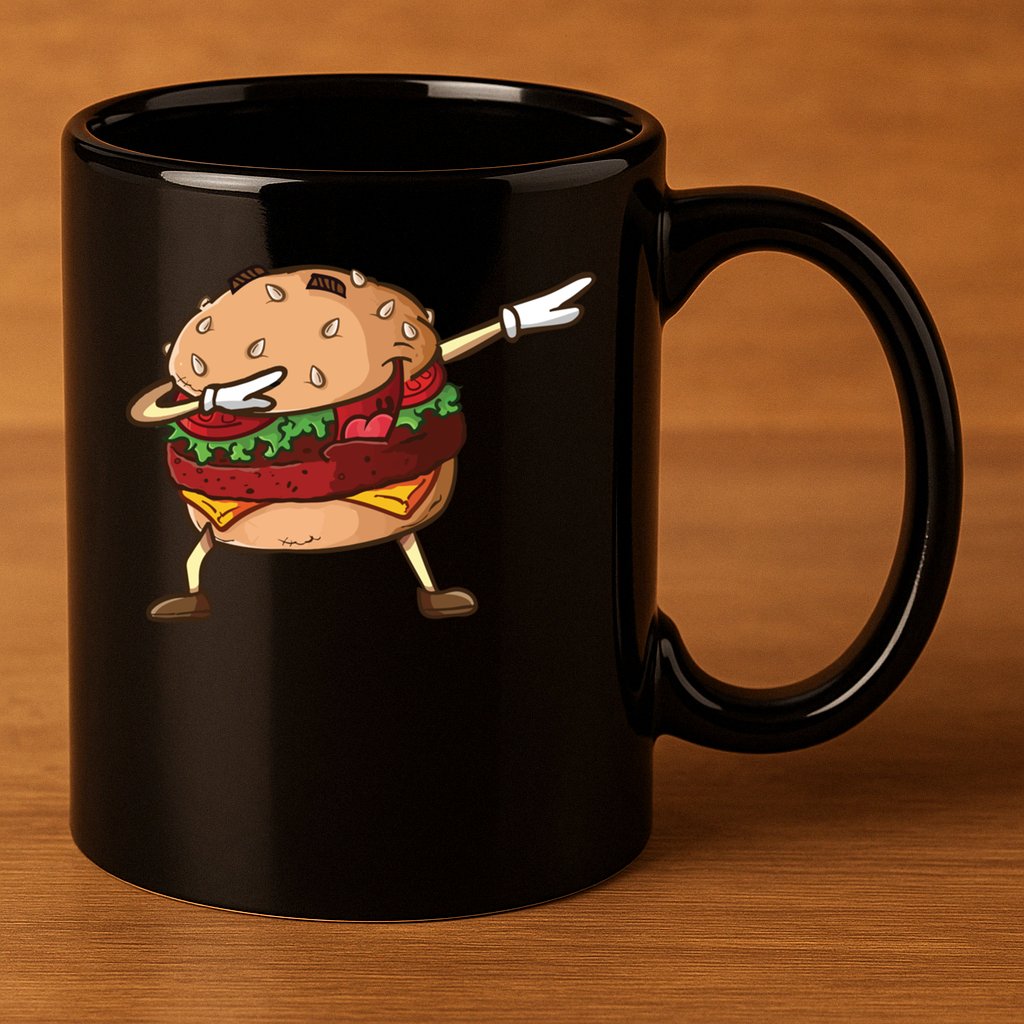 Cheeseburger Dab Pose Dabbing Dance National Burger Day Pun Meaningful Gift 11oz C Handle Ceramic Mug