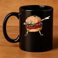 Cheeseburger Dab Pose Dabbing Dance National Burger Day Pun Meaningful Gift 11oz C Handle Ceramic Mug
