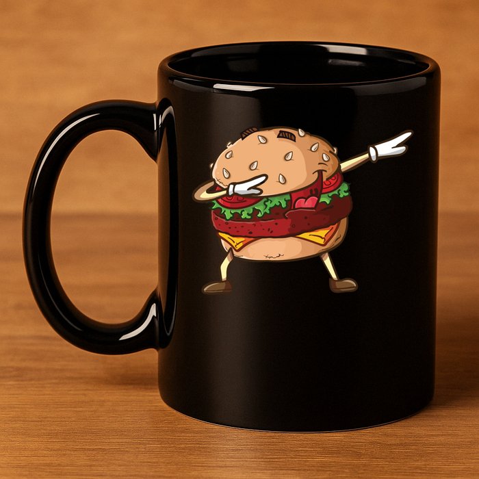 Cheeseburger Dab Pose Dabbing Dance National Burger Day Pun Meaningful Gift 11oz C Handle Ceramic Mug